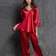 thumbnail image 3 of Gibobby Pijama de dos piezas para mujer Pijama de encaje Sexy de seda de hielo, conjunto de camisón de seda de verano para mujer, ropa de casa para mujer(Rojo,G), 3 of 5