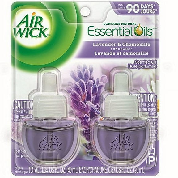 Air Wick Scented Oil 2 Refills, Lavender & Chamomile, (2X0.67oz), Air Freshener