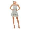 thumbnail image 1 of SPEECHLESS Womens Ivoire Cravate Volantée Floral Sans Manches Scoop Cou Court Fit + Robe Évasée Juniors M, 1 of 2