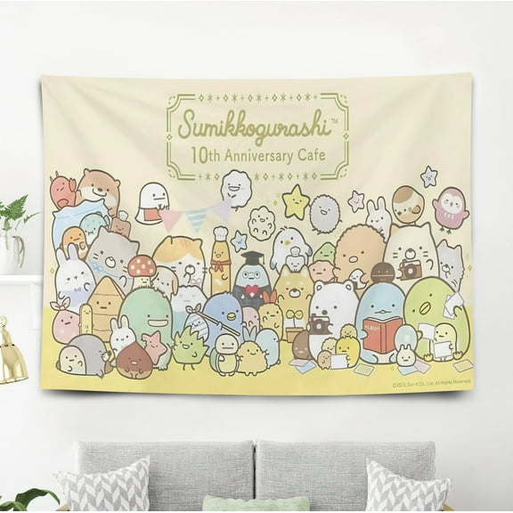 Sumikko Gurashi Tapestry Poster Wall Hanging Art Decor for Living Room Bedroom Dorm Birthday Gift for Kids 60 x 40 inch