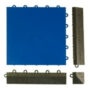 Greatmats Click Floor Tile Interlocking Ramp Edge Black 4 Pack, Corner
