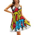 thumbnail image 1 of Robe Élégante Douce Pop Art Femme Coréenne Kawaii Col Carré Robe Colorée Rouge Jaune Noir, 1 of 5