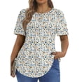 thumbnail image 2 of Fantaslook Blouses for Women Pleated Short Sleeve Tunic Tops Dressy Casual Summer Shirts, 2 of 9