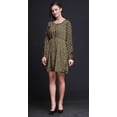 thumbnail image 2 of Bimba Green Leaves & Chrysanthemum Floral Women Tunic Top Long Sleeve Button Down Print Short Causal Dress-Medium, 2 of 7