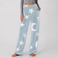 thumbnail image 6 of XUNKUSGA Womens Pajama Pants Soft Flannel Plush Fuzzy Wide Leg Pj Bottoms Fashion Print Soft Women's Sleepwear Comfy Warm Pajama Trousers with Pockets S, 6 of 10