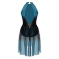 thumbnail image 4 of dPois Robe de Danse Lyrique Sans Manches à Strass Brillants pour Femmes, Dégradé de Couleur, Robe de Danse Moderne en Maille Bleu Vert G, 4 of 5