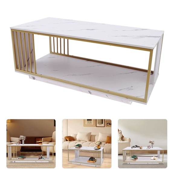 Modern Coffee Table High Gloss Marble Veneer Tea Table Center Table Rectangle Living Room