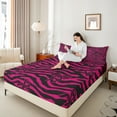 thumbnail image 4 of Homewish Cute Bowknot 4 Pieces Queen Sheet Sets for Kids Children Girls,Animal Zebra Print Ultra Soft Flat Sheet,Dreamy Princess Queen Fitted Sheet,Lightweight Room Decor, 4 of 7