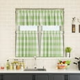 thumbnail image 6 of Buffalo Tier Curtains Plaid Gingham Rod Pocket Short Window Small Kitchen Cafe Curtain Bathroom Window Curtains 2 Panels Green & White,- 2 pc Tier 54" x 36", 6 of 6