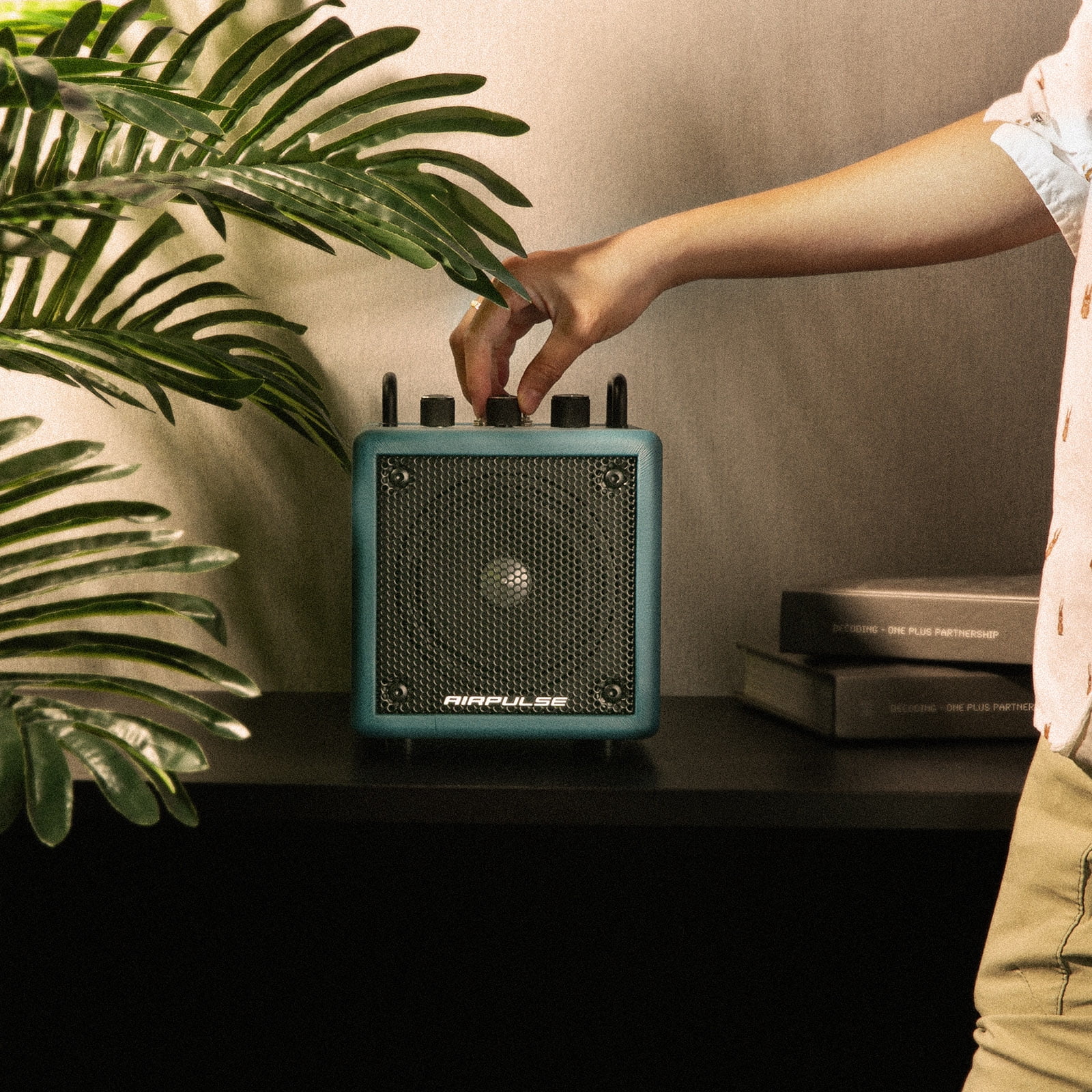 Airpulse Edifier Powered Bluetooth Speaker, Compact Countertop Speaker with Aux Line Input for Home Office Party - Blue