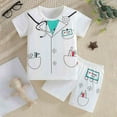 thumbnail image 2 of Toddler Boys Outfit Sets Round Neck Doctor'S Uniform Print Printing Short Sleeve T-Shirt And Shorts Set Kid Boys Trendy Loose Outfit Sets,2Pice，4 -5 Years, 2 of 4