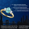 thumbnail image 2 of Gem Stone King 1.70 Ct Blue Apatite White Created Sapphire 18K Yellow Gold Plated Silver Ring, 2 of 6