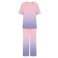 thumbnail image 4 of Amzcrzy Women's Two Piece Outfits Tie Dye Plus Size Round Neck Sweatsuit Sets Summer Sweatsuit Sets Short Sleeve Hoodie and Wide Leg Pant Loungewear with Pocket S-3XL, 4 of 5