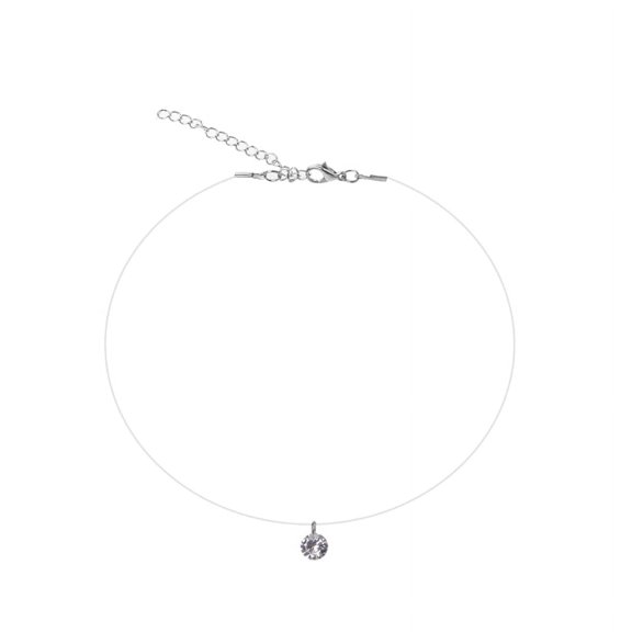 ZPAQI Transparent Fishing Line Choker Cubic Zirconia Pendant Necklace Gift for Women