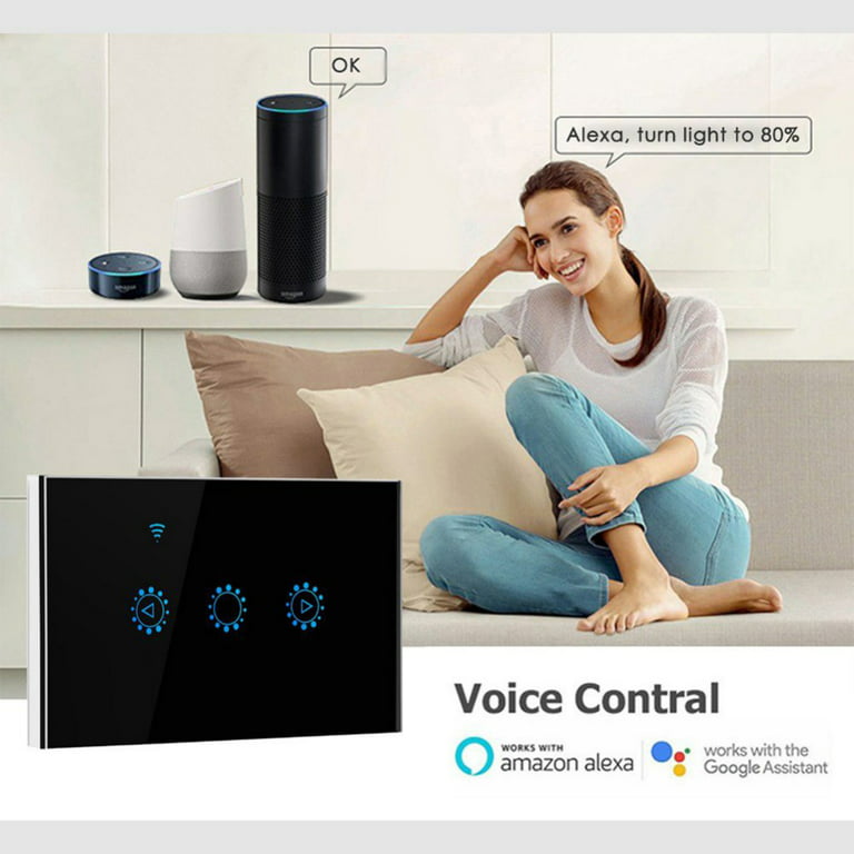US Tuya Smart Life WiFi Interruptor de cortina para persianas motorizadas  eléctricas Google Home Alexa Echo Negro