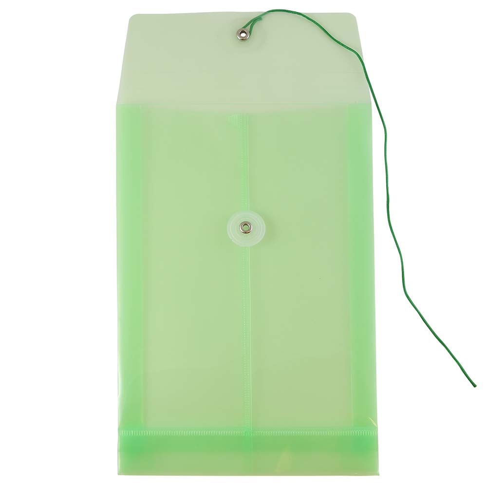 JAM Paper Plastic Envelopes with Button & String Tie Closure, 6 1/4 x 9 1/4, Green, 3/Pack