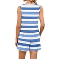thumbnail image 7 of Iaqnaocc 2 Piece Sets for Women Fashion Short Sets for Women Square Neck Sleeveless Tank Top and Shorts Summer Outfits Striped Lounge Sets for Women White XL, 7 of 7