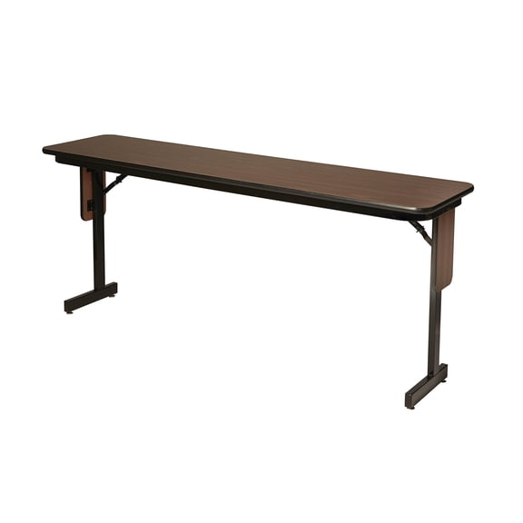 Pemberly Row Adjustable Height High Pressure Folding Seminar Table in Medium Oak