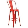 thumbnail image 2 of 23.75'' Square Red Metal Indoor-Outdoor Bar Table Set with 2 Stools with Backs, 2 of 5