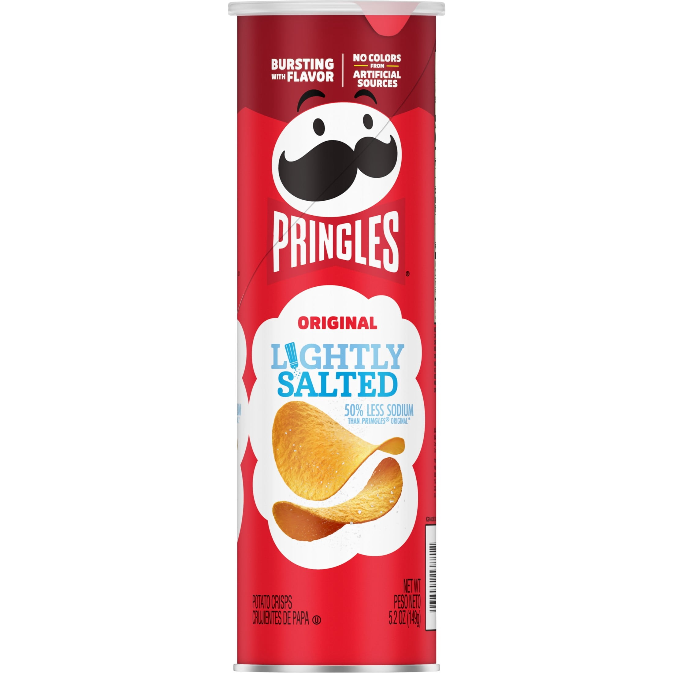 Pringles Lightly Salted Potato Crisps Chips, Lunch Snacks, 5.2 oz Canister