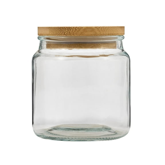 Plaid Surfaces Glass Jar with Bamboo Lid, 550 ml Clear Jar for DIY Arts and Crafts