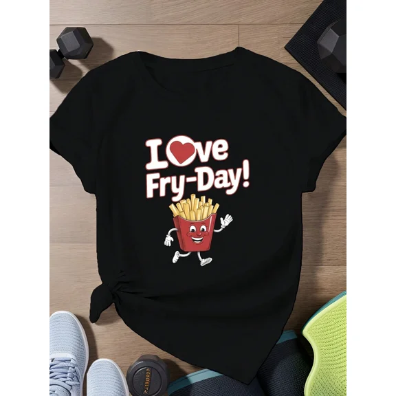 Friday I LOVE Fry Day Women's Sports Short Sleeve T-Shirt