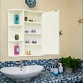 thumbnail image 3 of White Wall Mounted Bathroom Storage Cabinet Organizer, Mirrored Vanity Medicine Chest with Open Shelves, 3 of 7