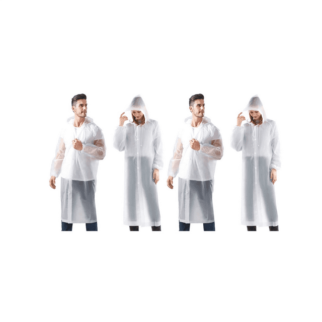 Imperméable 4 Pack Ponchos de Pluie pour Hommes Femmes Adultes Imperméable Portable Réutilisable avec Manches Élastiques