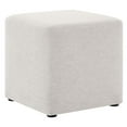 thumbnail image 2 of Callum 17" Square Woven Heathered Fabric Ottoman in Heathered Weave Ivory, 2 of 9