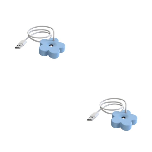 Injueey Humidificador de aire USB Personal, fabricante de nebulización, Mini difusores de diseño de flores, Humidificador de dormitorio de Azul 2piezas