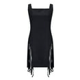 thumbnail image 5 of Bodycon Dress for Women Sleeveless Suede Look Ruched Side Slit Dresses Sexy Slim Fit Clubwear Cocktail Party Dresses, 5 of 7