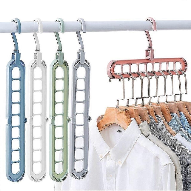 Magic Clothes Hanger Organizer, 5 Pcs Rotate Anti-skid Folding Hanger With Multifunction Space Saving And Cascading Features With 9 Holes Cascading Wa
