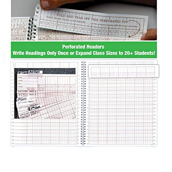 Whaley Gradebook (10.375 x 12 inches) 3-Line Grade And Attendance Record Book, 20 Student Lines, Three 12-Week Sessions (12-WGB)