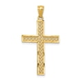 thumbnail image 1 of 14K Yellow Gold Diamond Cut Filigree Cross Pendant, 1 of 2