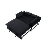 Gewnee 46 Velvet Convertible Sleeper Sofa Bed with Pull-Out Futon Couch for Small Spaces, Apartment & Living Room - Black