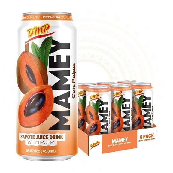 De Mi Pais Mamey Sapote Juice Zapote with Pulp & Fruit Chunks,Canned Juice 16.57 Fl Oz, 6-Pack