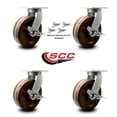 thumbnail image 2 of 10 Inch Heavy Duty High Temp Phenolic Caster with Brakes and Swivel Locks Set 4, 2 of 2