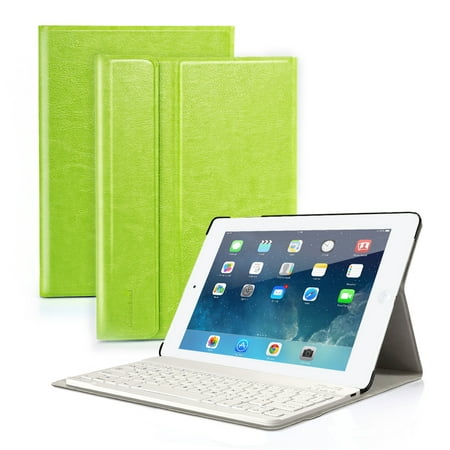 Wireless Bluetooth Keyboard with case cover PU Leather for iPad air 1 New Apple iPad 2017(9.7inch) Rechargeable  USB Cable Removeable Keyboard PU (Best Keyboard For Macbook Air)