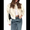 thumbnail image 2 of Chaqueta con Botones y Hombros Caídos para Mujer, Abrigo Corto y Prendas de Abrigo Lechoso M, 2 of 10
