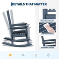 thumbnail image 4 of Patio Furniture HDPE Rocking Chair Outdoor Set of 2 Poly High Back Porch Rocker Chairs for Adults All Weather Resistant Furniture for Patio Front Porch Navy Blue, 4 of 8