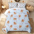 thumbnail image 2 of Erosebridal Christmas Gingerbread Man Quilt Full 3-Piece,Happy Xmas Full Bedspread Sets,Light Blue,1 Coverlet and 2 Pillowcases, 2 of 7