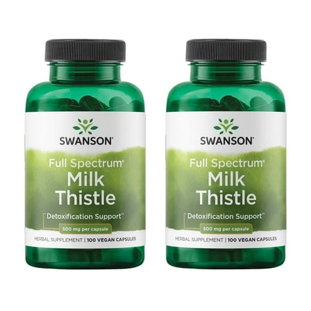 Swanson Milk Thistle - Herbal Liver Support Supplement - Natural Formula Helping to Maintain Overall Health & Wellbeing - (100 Capsules, 500mg Each) 2 Pack