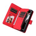 thumbnail image 3 of Dteck Samsung Galaxy Z Fold 3 5G Wallet Case with Removable Adjustable Crossbody Necklace Lanyard Shoulder Strap + Wristlet Strap, 9 Card Slots with Zipper Pocket PU Leather Case, Red, 3 of 13