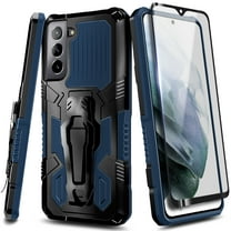 Nagebee Case for Samsung Galaxy S21 Plus with Screen Protector (Soft Full Coverage), Belt Clip [Built-in Kickstand], Dual Layer Full Body Shockproof Protective Rugged Defender Case (Blue)