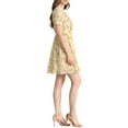 thumbnail image 4 of INSPIRE CHIC Women's Floral Ruffle Decor Puff Short Sleeves Chiffon Dress XS Yellow, 4 of 8