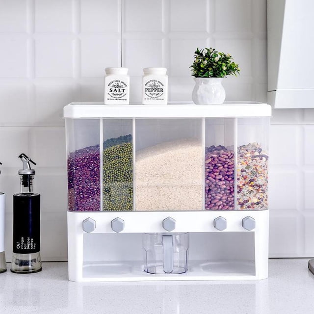 Dispensador de alimentos secos, dispensador de cereales con tapas, contenedores de almacenamiento de plástico para un almacenamiento que ahorran BLESIY contenedor de almacenamiento de cereales