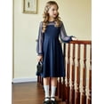 thumbnail image 5 of Arshiner Girls Polka Dot Mesh A-Line Dress Youth Long Sleeve Formal Party Dress with Side Pockets, 5 of 6