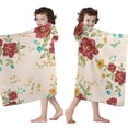 thumbnail image 4 of Pioneer Flower Floral Print Pattern Hooded Bath Towel，60"x35" for Ages 3 To 12 Kids, Quick Dry Lightweight Soft Microfiber Hood Beach Towel Cover Up for Kids, 4 of 7