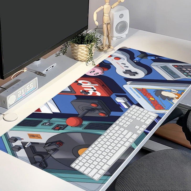 Retro Gaming Mouse Pad 31.5 x 11.82 Inches with Arcade and Dragon Ball Design for Office and Home Use