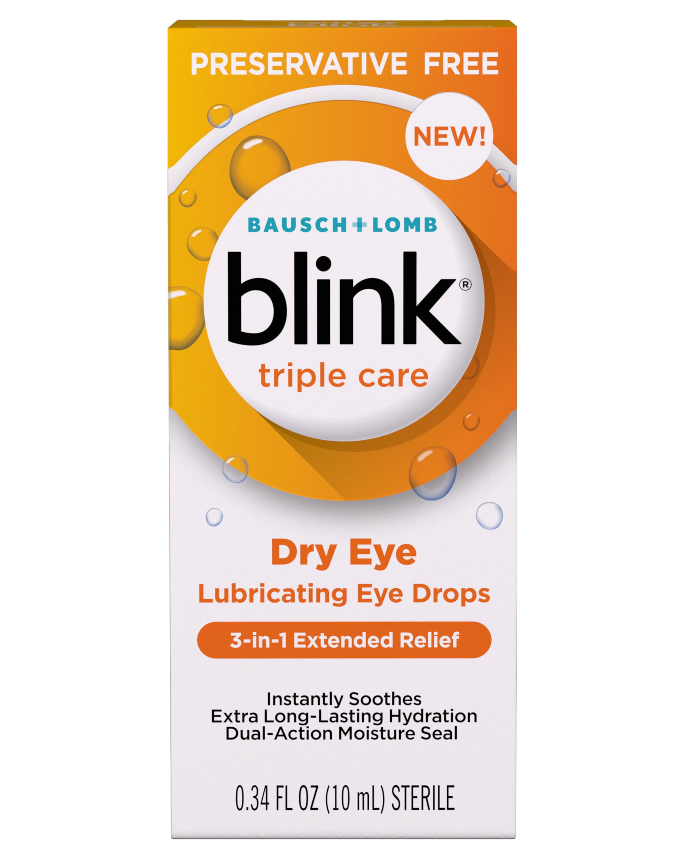 Blink Triple Care Preservative Free Lubricating Eye Drops - Clinically Proven 3-in-1 Relief for Dry Eyes with Hyaluronic Acid & Lipid Nano-Emulsion, Up to 10 Hours of relief